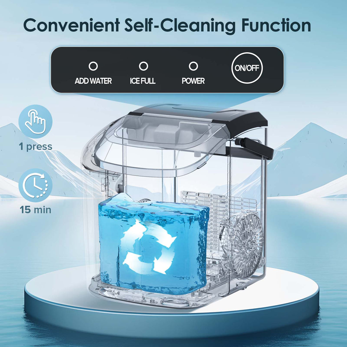 Nugget Countertop Ice Maker with Soft Chewable Ice, 34Lbs/24H, Pebble Portable Ice Machine with Ice Scoop, Self-Cleaning