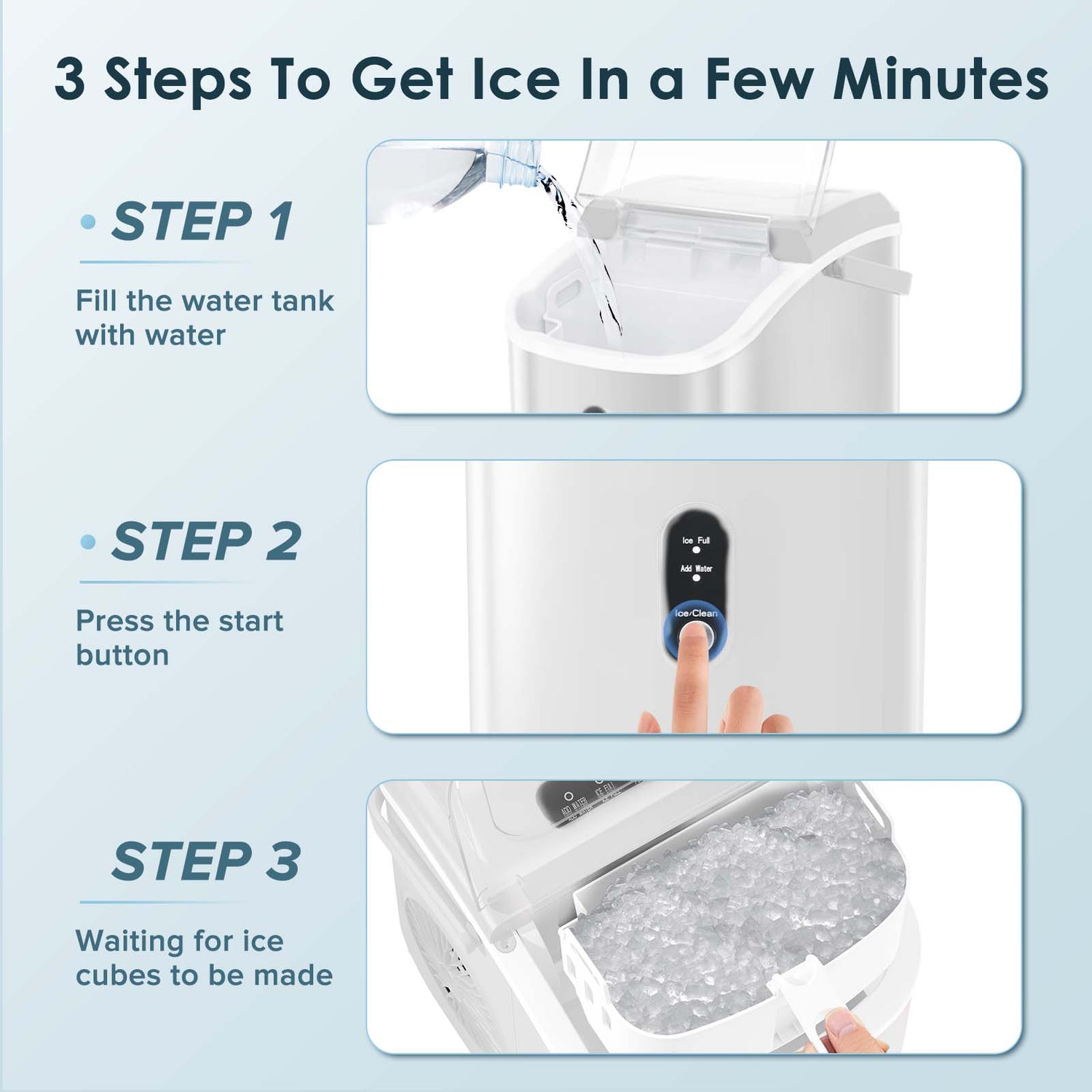 Nugget Countertop Ice Maker with Soft Chewable Ice, 34Lbs/24H, Pebble Portable Ice Machine with Ice Scoop, Self-Cleaning