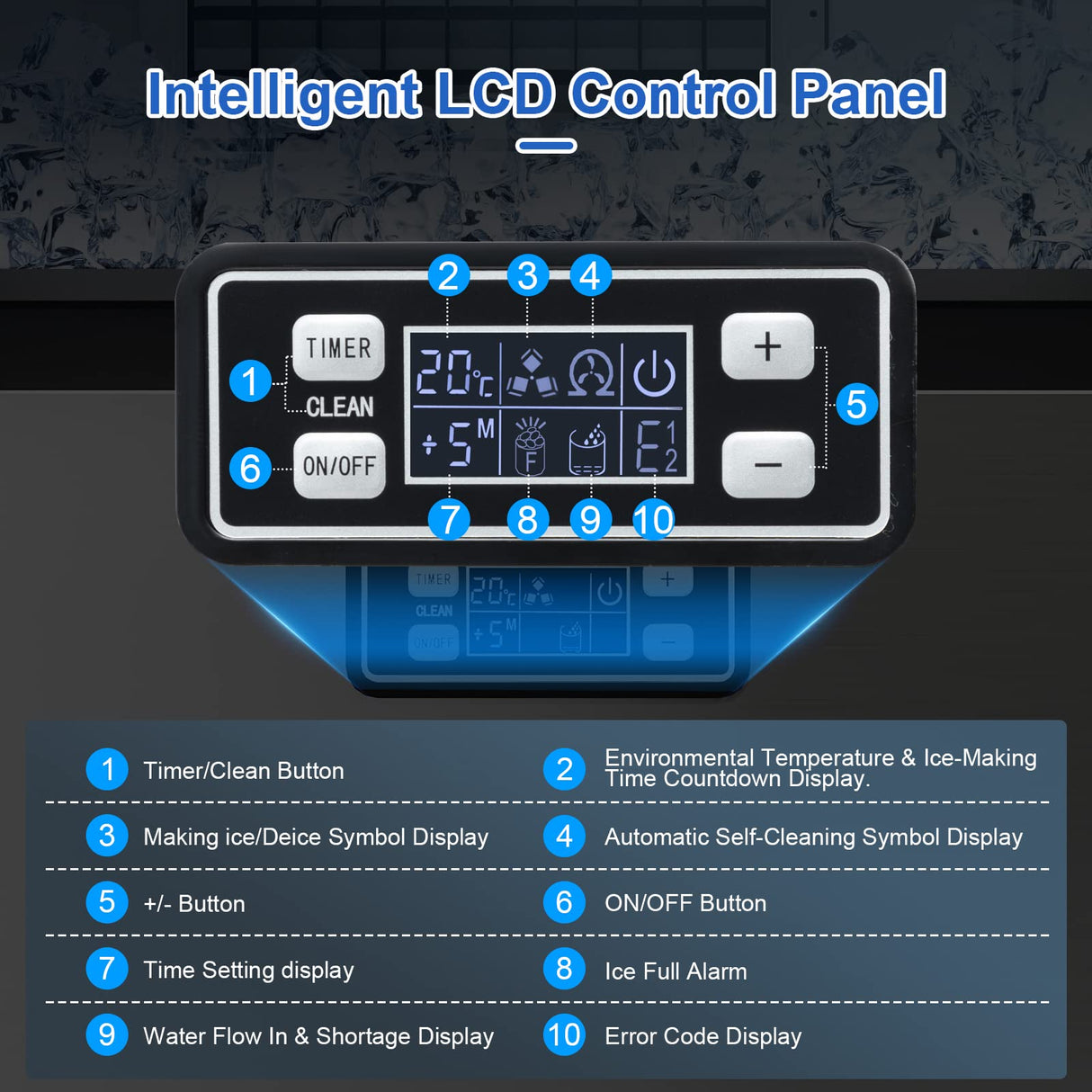 Antarctic-star Commercial Ice Maker Machine,100Lbs/Day,45 Cubes/Batch in 11-20 Mins,Stainless Steel Freestanding Ice Maker