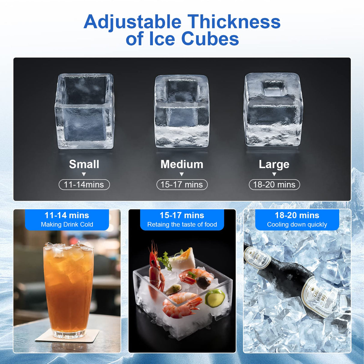 Antarctic-star Commercial Ice Maker Machine,100Lbs/Day,45 Cubes/Batch in 11-20 Mins,Stainless Steel Freestanding Ice Maker