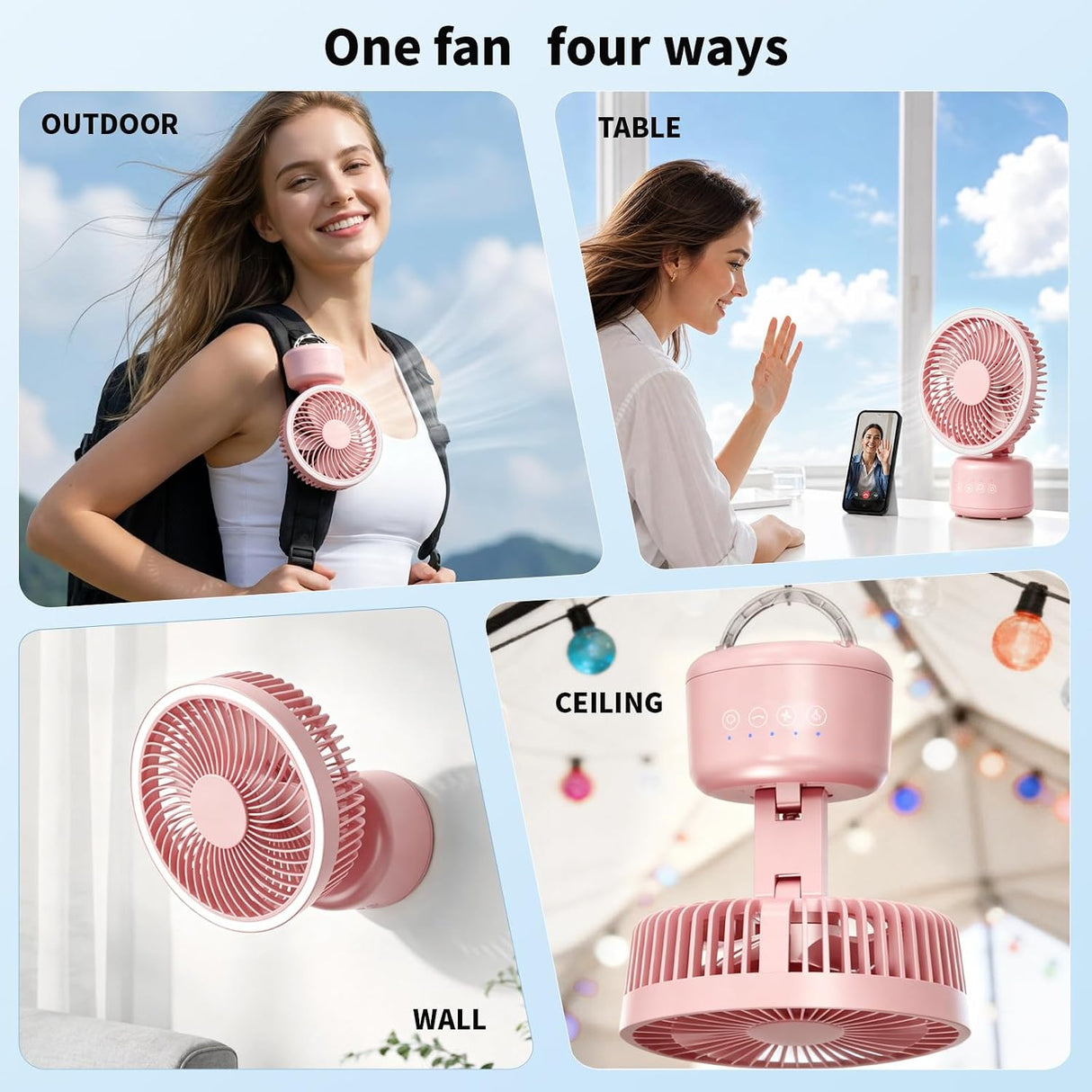 12 Inch 4-in-1 Desktop Fan, 16.4ft/s Quiet Airflow | 330° Oscillating - ANTARCTIC-STARDesktop Fan