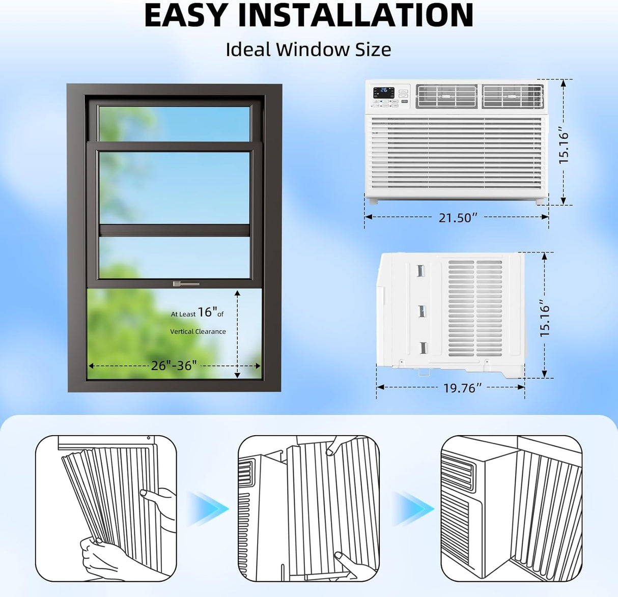 12,000 BTU Window Air Conditioner, Window AC Unit Cools up to 550 Sq.Ft. - ANTARCTIC - STARAir Conditioner