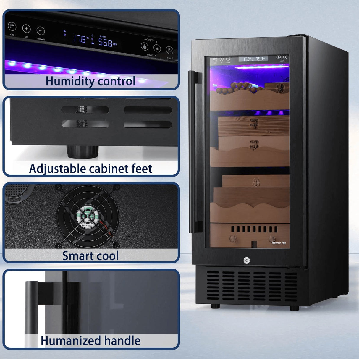 15 Inch Cigar Humidor Electric Humidor Black