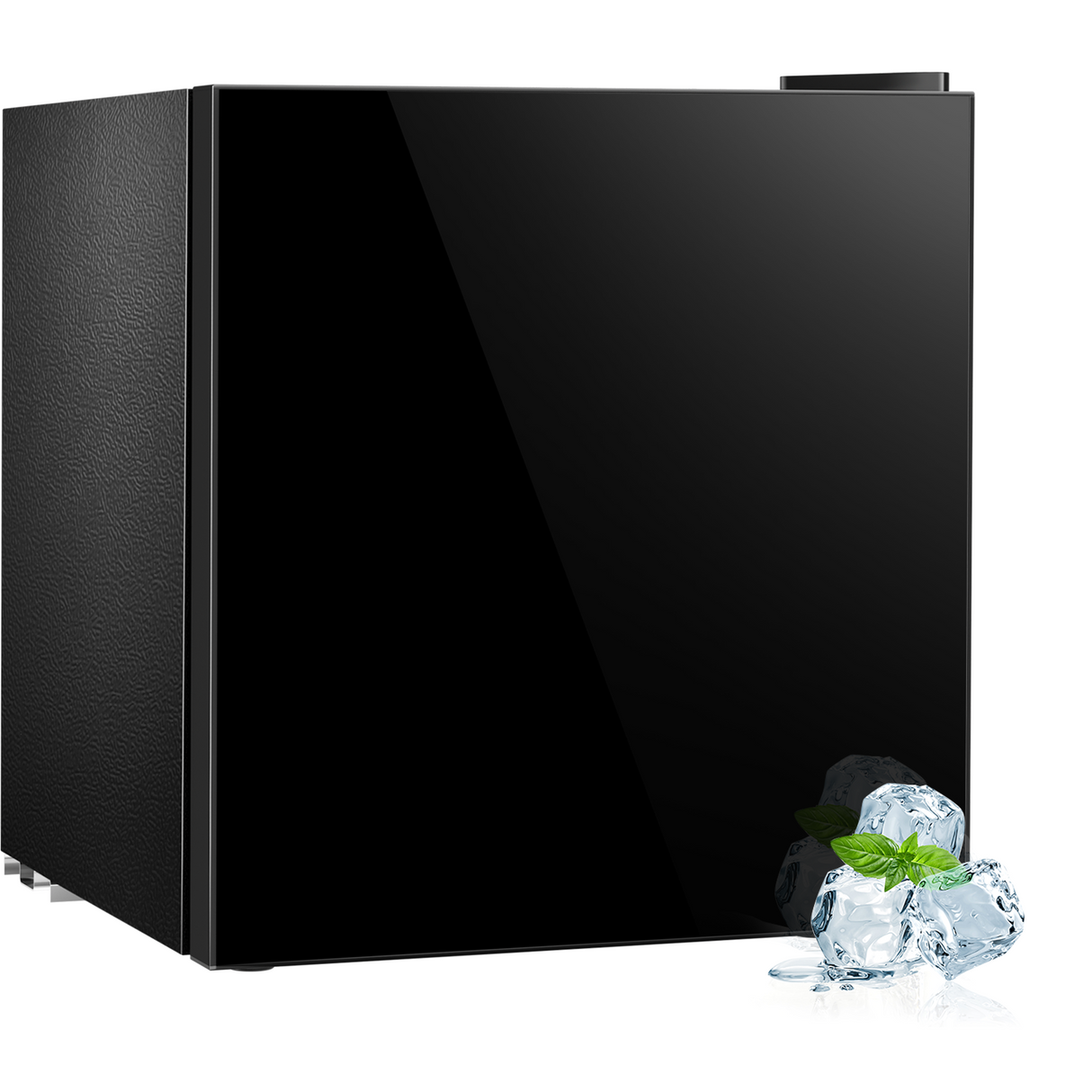 Antarctic Star 1.6Cu.Ft Compact Refrigerator Mini Fridge Glass Door Low Noise Freezer Storage of Beverages Vegetables Fruits, Black