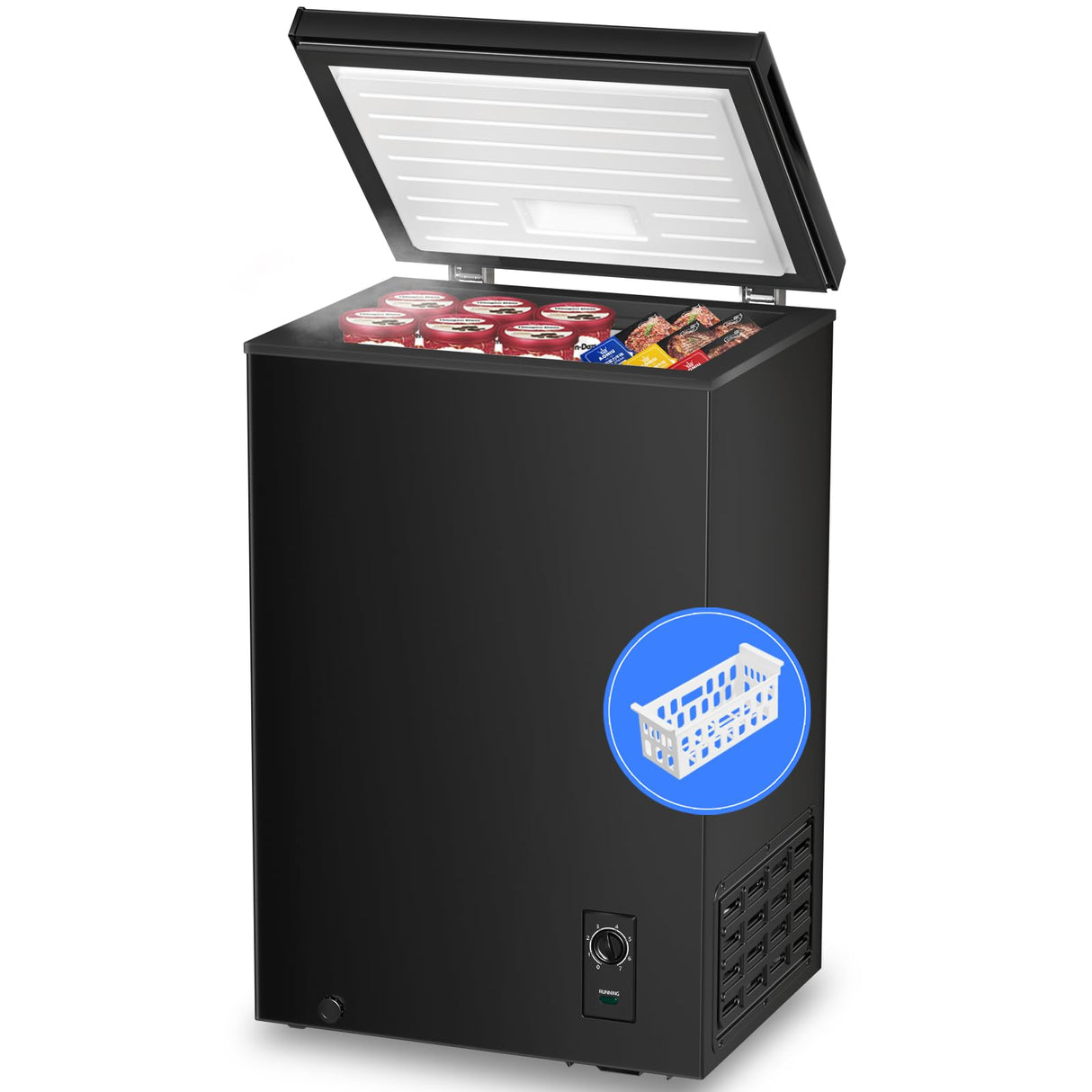 Antarctic Star 2.7 Cu. ft Chest Freezer 6.8℉to -4℉with Removable Basket Free Standing Top open Door Compact Freezer