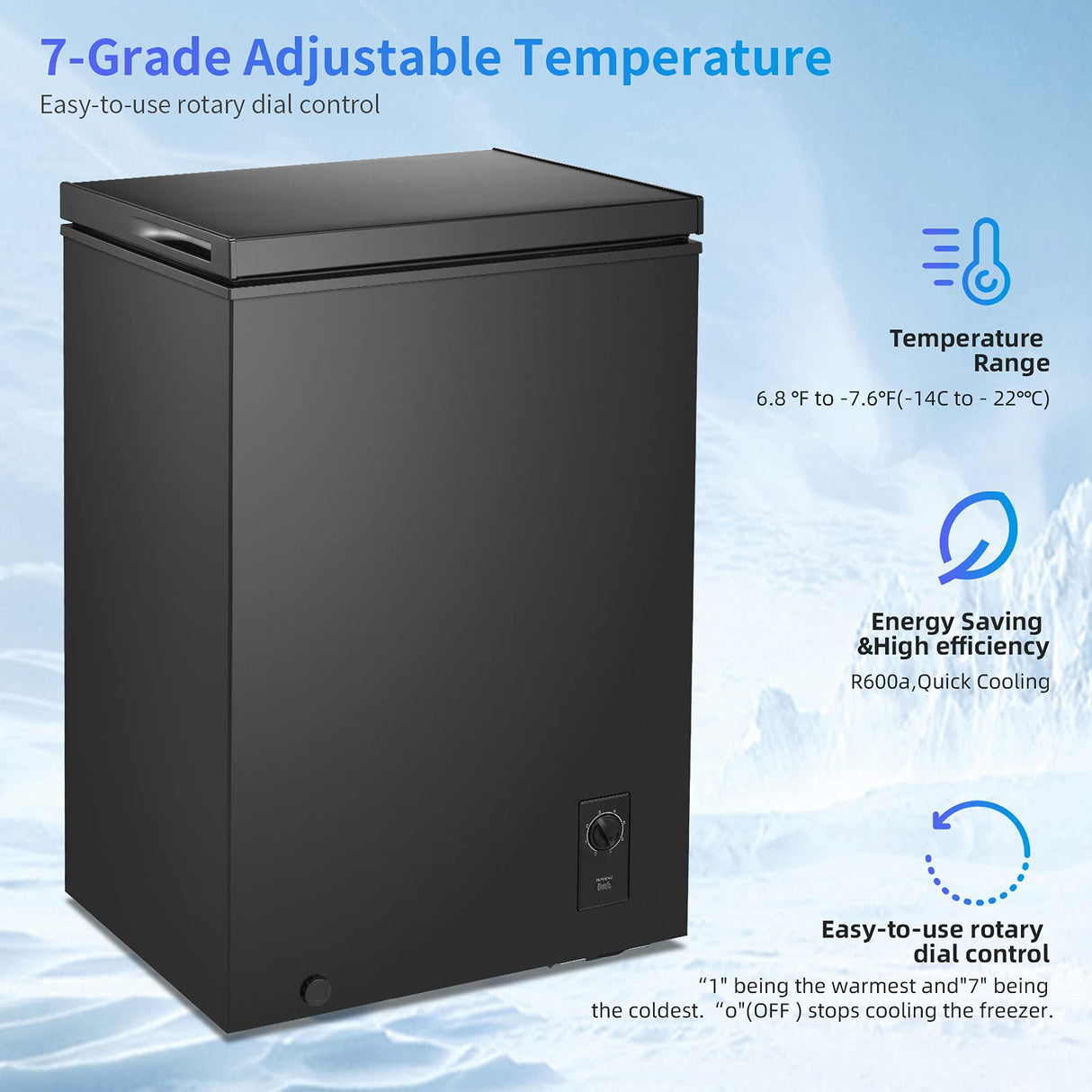 Antarctic Star 2.7 Cu. ft Chest Freezer 6.8℉to -4℉with Removable Basket Free Standing Top open Door Compact Freezer