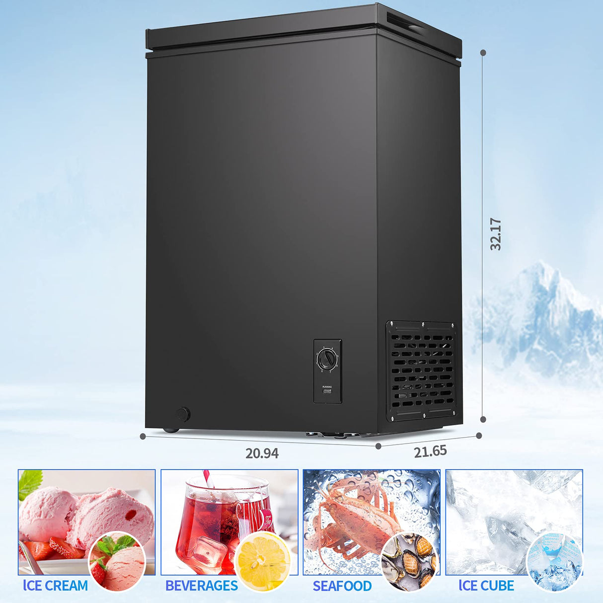 Antarctic Star 2.7 Cu. ft Chest Freezer 6.8℉to -4℉with Removable Basket Free Standing Top open Door Compact Freezer