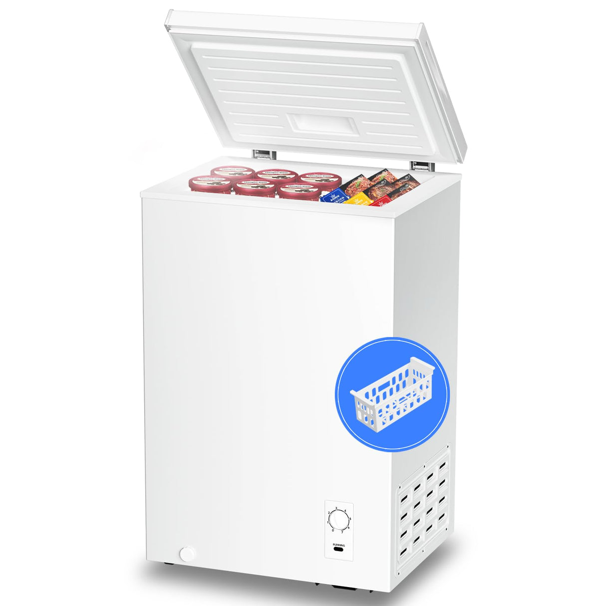 Antarctic Star 2.7 Cu. ft Chest Freezer 6.8℉to -4℉with Removable Basket Free Standing Top open Door Compact Freezer