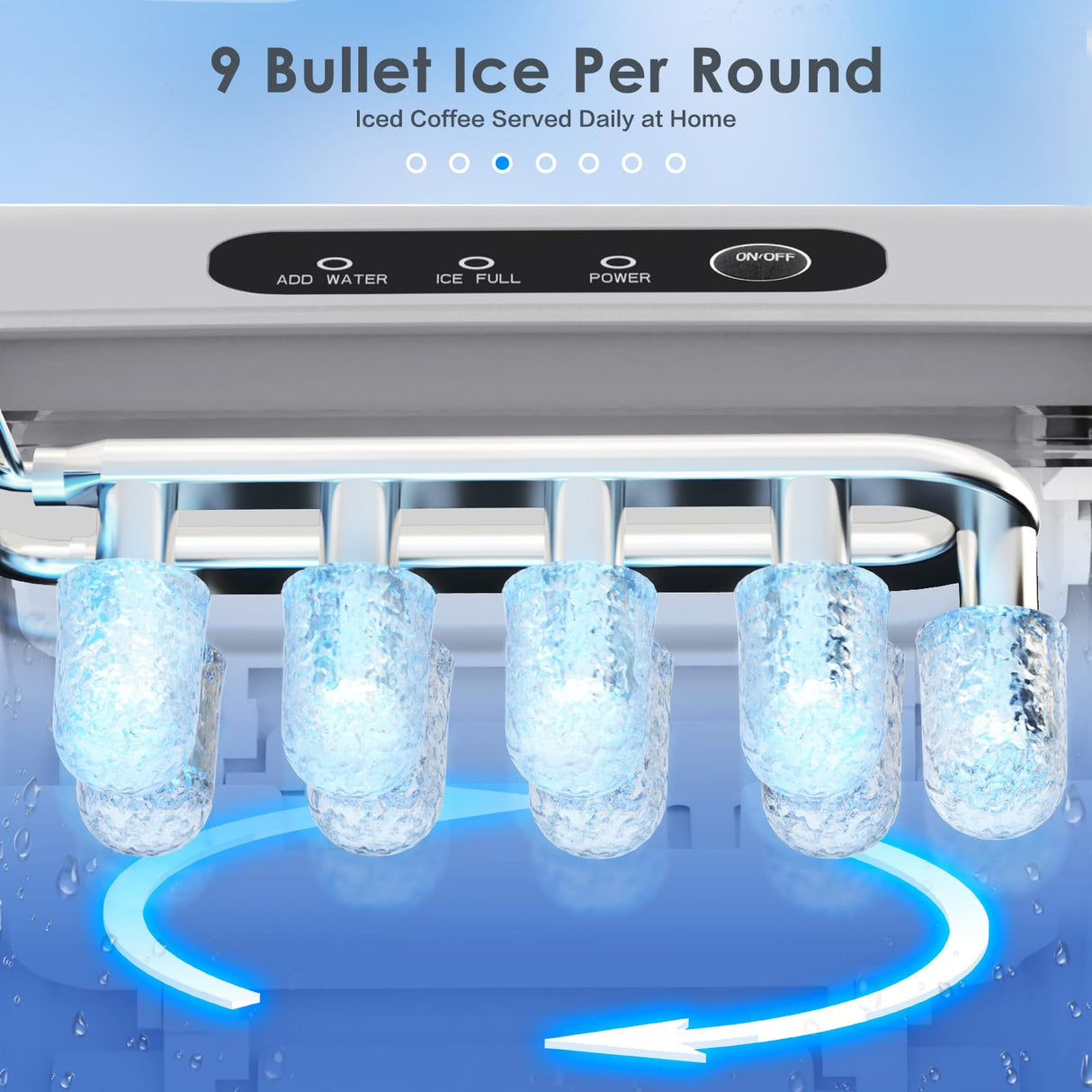 Antarctic-Star Countertop Ice Maker Machine 6-Minute Fast Bullet Ice Simple Handle Automatic Cleaning Suitable for Household Small Student Dormitory and Bar Party
