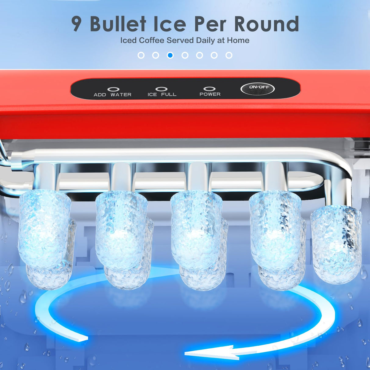 Antarctic-Star Countertop Ice Maker Machine 6-Minute Fast Bullet Ice Simple Handle Automatic Cleaning Suitable for Household Small Student Dormitory and Bar Party