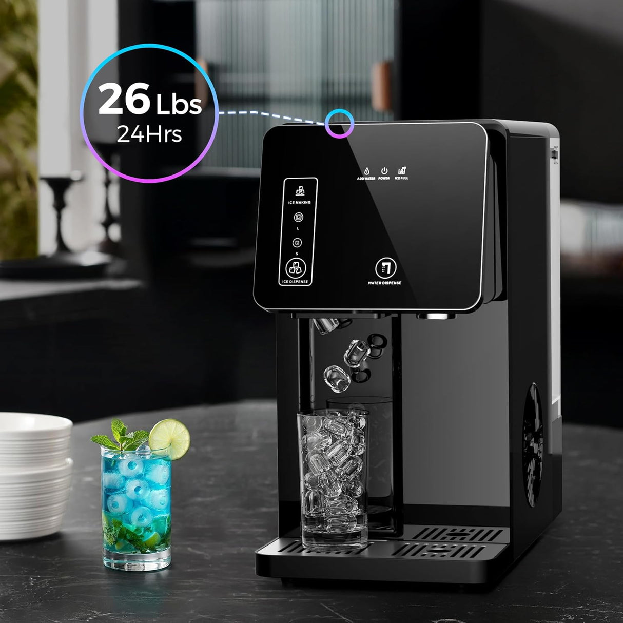 26LBS/24H Countertop Ice Machine with 3.3L Removable Water Tank - ANTARCTIC - STARice maker