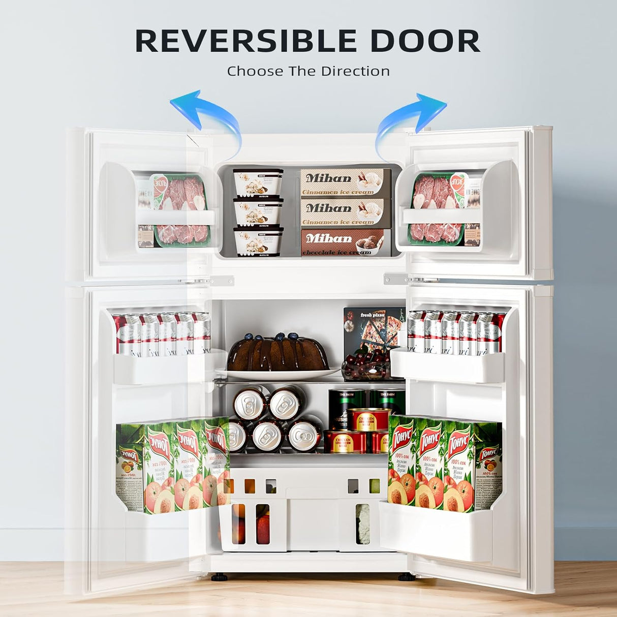 3.2 Cu.Ft,Mini Refrigerator with Freezer,Double Door Mini Fridge - ANTARCTIC - STARMini Fridge