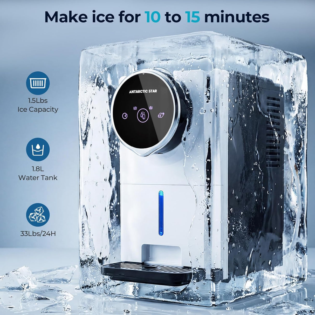 33 lb/24H Countertop Nugget Ice Maker,Gen 2 Penguin Image - ANTARCTIC - STARice maker