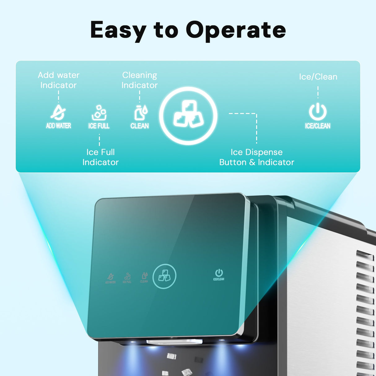 33LBS/24H Countertop Nugget Ice Maker Pebble Sonic Ice Machine Countertop, Touch-Free Ice, Self-Cleaning, Mistalo Drop Slim for Home Kitchen Office - ANTARCTIC-STARice maker