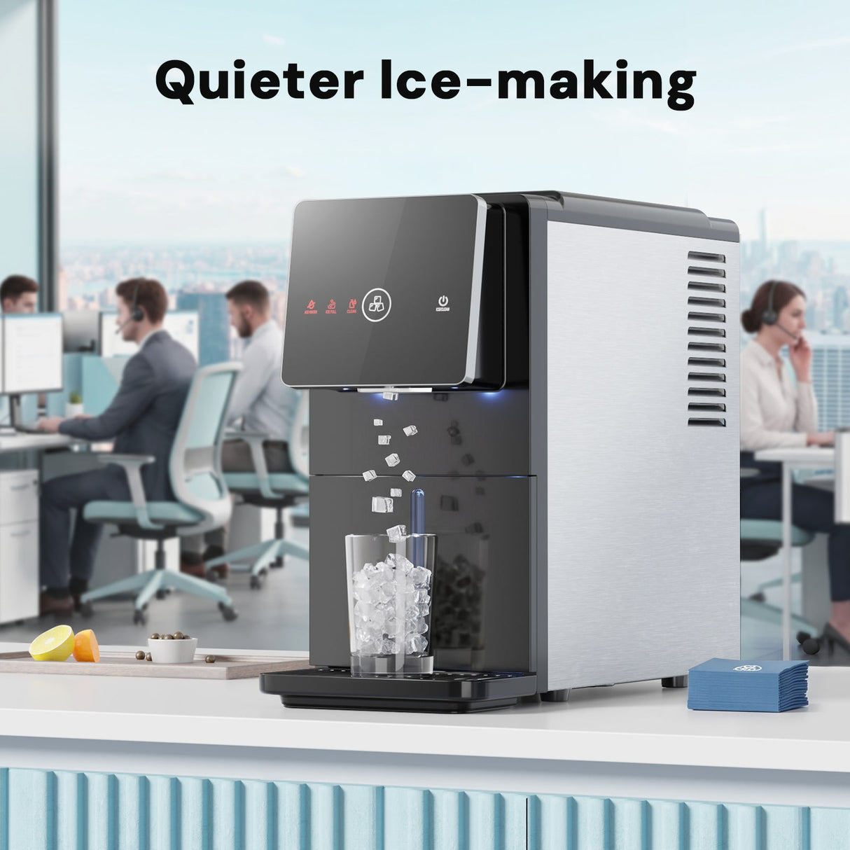 33LBS/24H Countertop Nugget Ice Maker Pebble Sonic Ice Machine Countertop, Touch-Free Ice, Self-Cleaning, Mistalo Drop Slim for Home Kitchen Office - ANTARCTIC-STARice maker