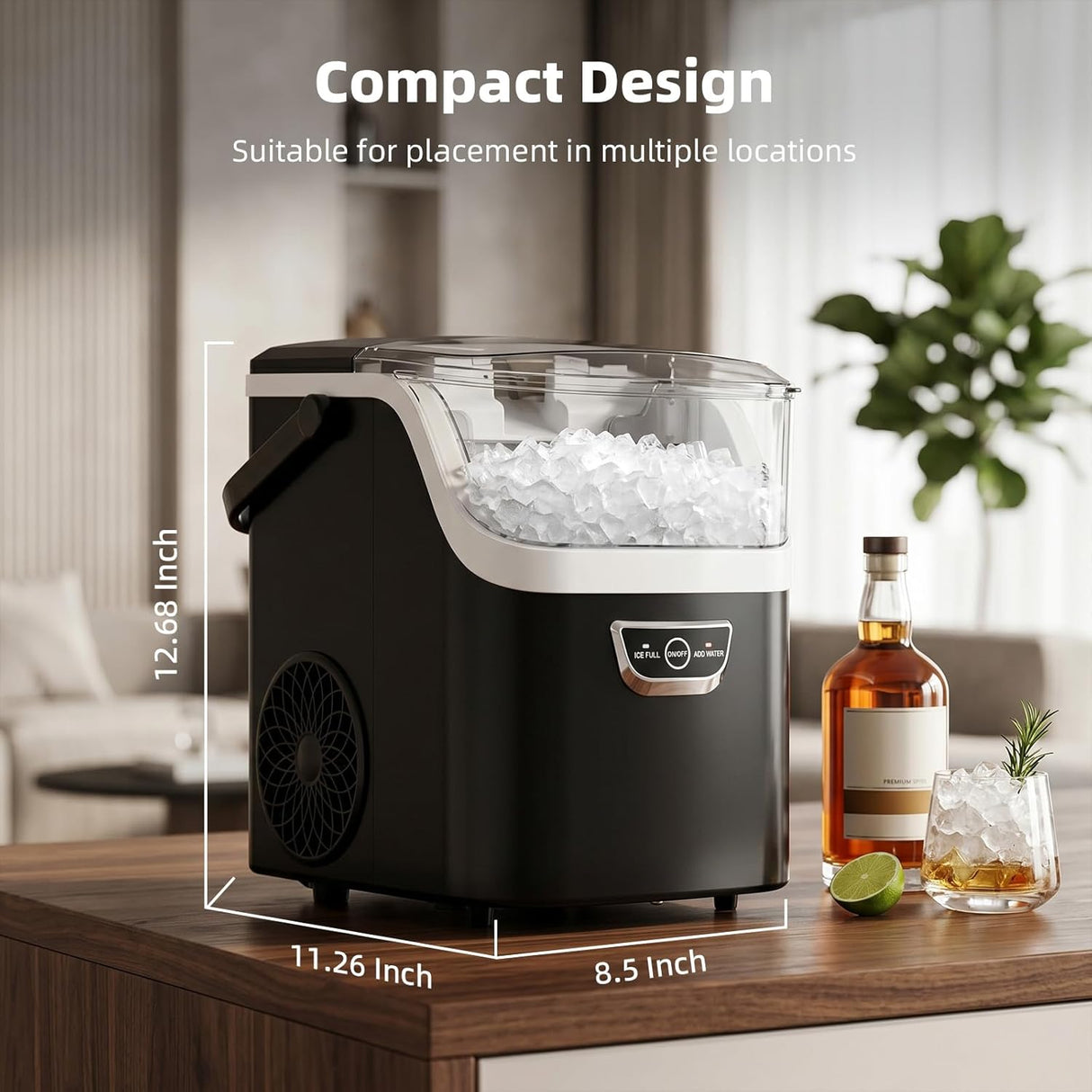 35Lbs Nugget Ice Maker Countertop, Portable Chewable Crushed Ice Machine with Self - Cleaning - ANTARCTIC - STARice maker