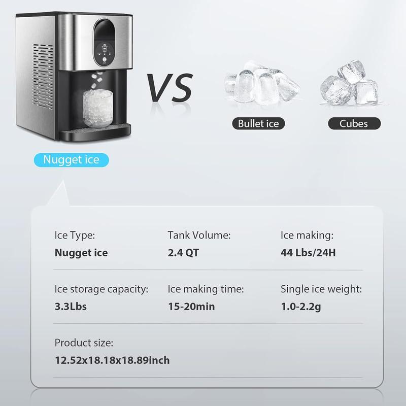 Antarctic Star Nugget Ice Maker with Soft Chewable Ice 44 Lbs/24H