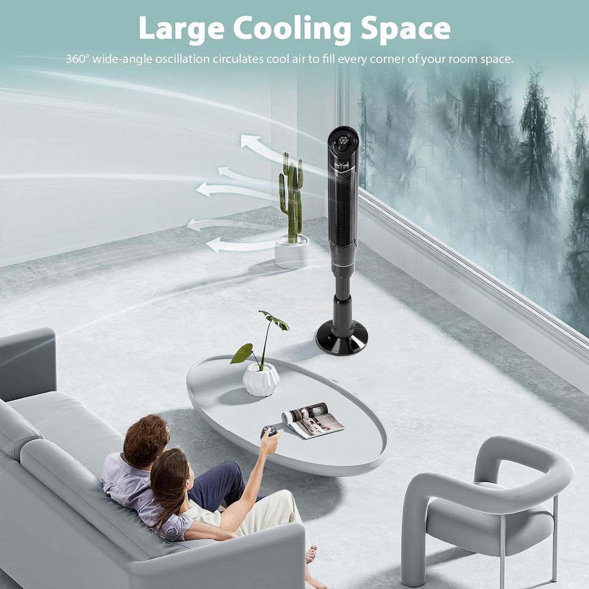 GlideAir 59_Antarctic Star Tower Fan 360°Oscillating Fan-59 Inch