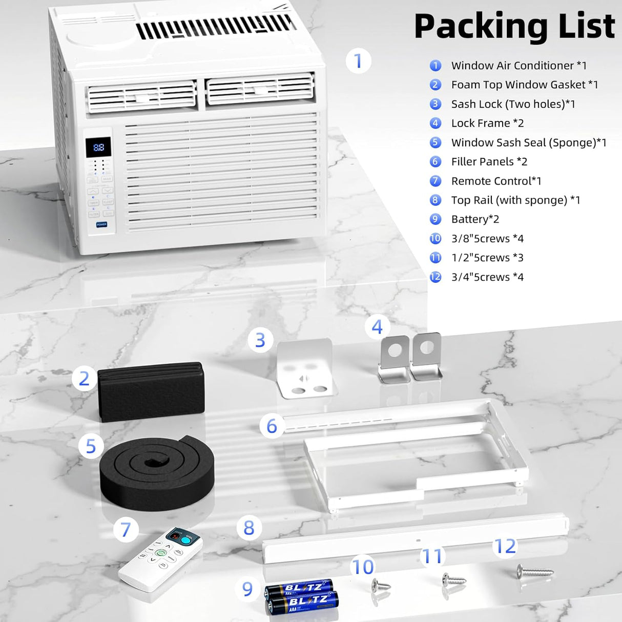 6,000 BTU Window Air Conditioner, 6 in 1 Modes Air Conditioner Window Unit with Remote Control - ANTARCTIC - STARAir Conditioner