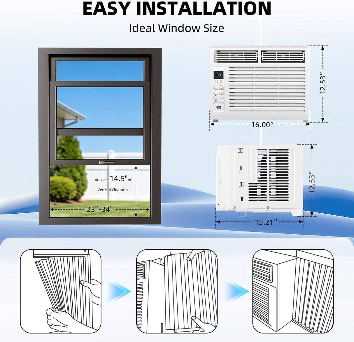 6,000 BTU Window Air Conditioner, 6 in 1 Modes Air Conditioner Window Unit with Remote Control - ANTARCTIC - STARAir Conditioner