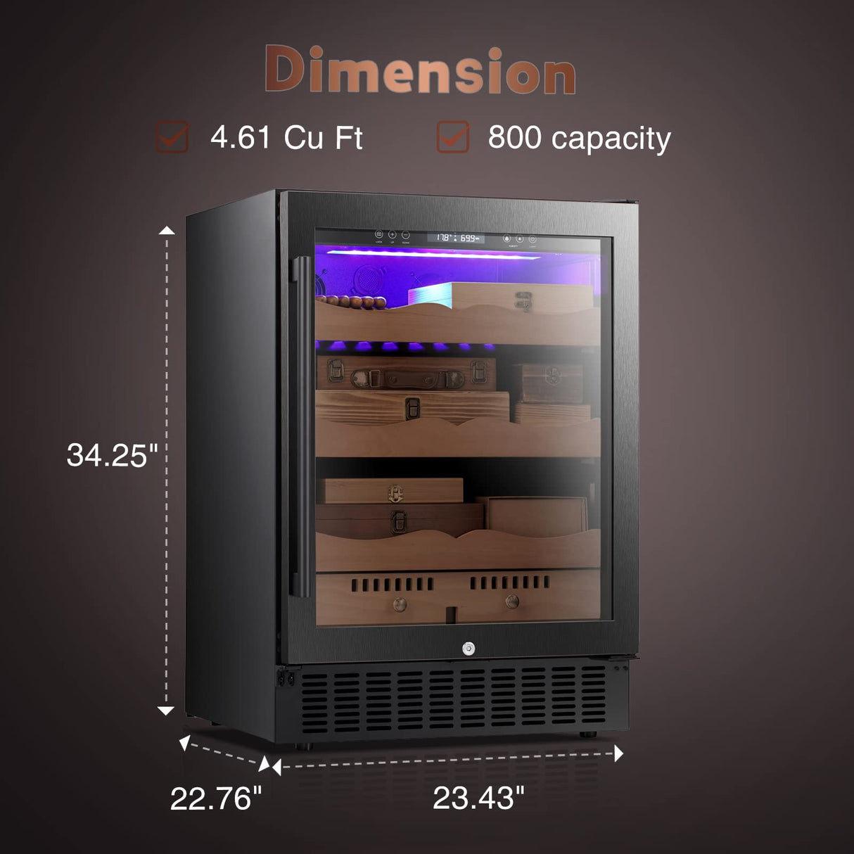 Antarctic-star Electric Humidor, 24 Inch Large Electric Cigar Humidor, with Premium Spanish Cedar Wood Shelves & Drawers, LCD Digital Display