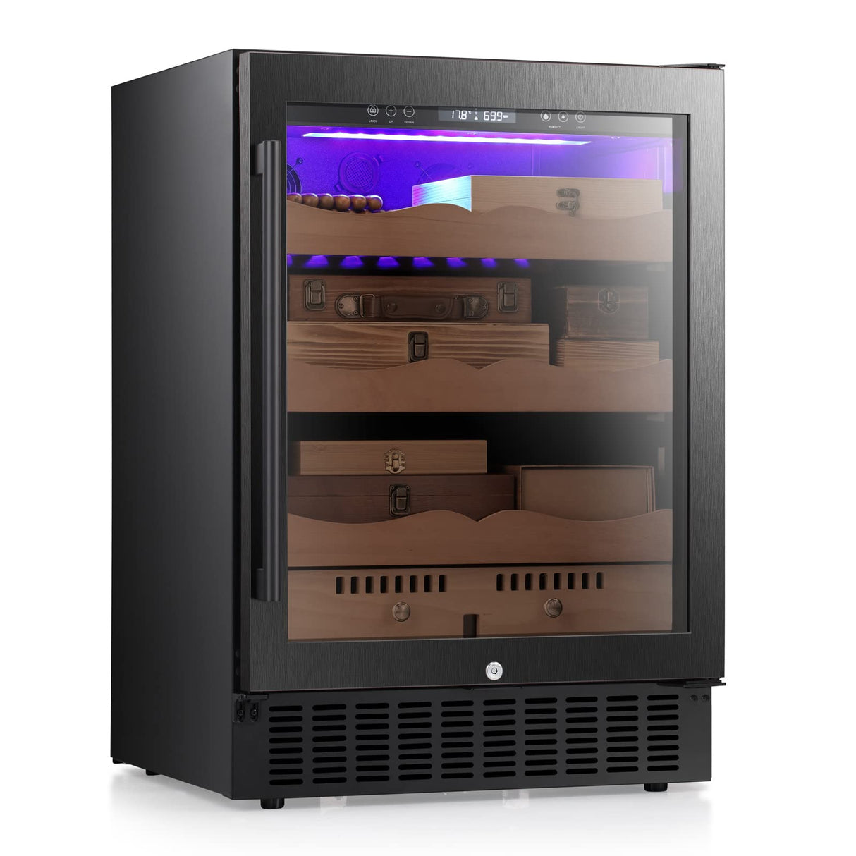 Antarctic-star Electric Humidor, 24 Inch Large Electric Cigar Humidor, with Premium Spanish Cedar Wood Shelves & Drawers, LCD Digital Display