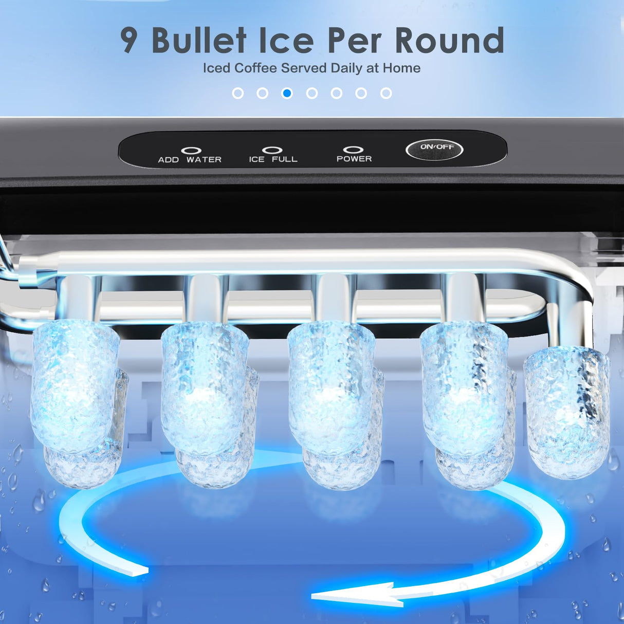 Antarctic-Star Countertop Ice Maker Machine 6-Minute Fast Bullet Ice Simple Handle Automatic Cleaning Suitable for Household Small Student Dormitory and Bar Party