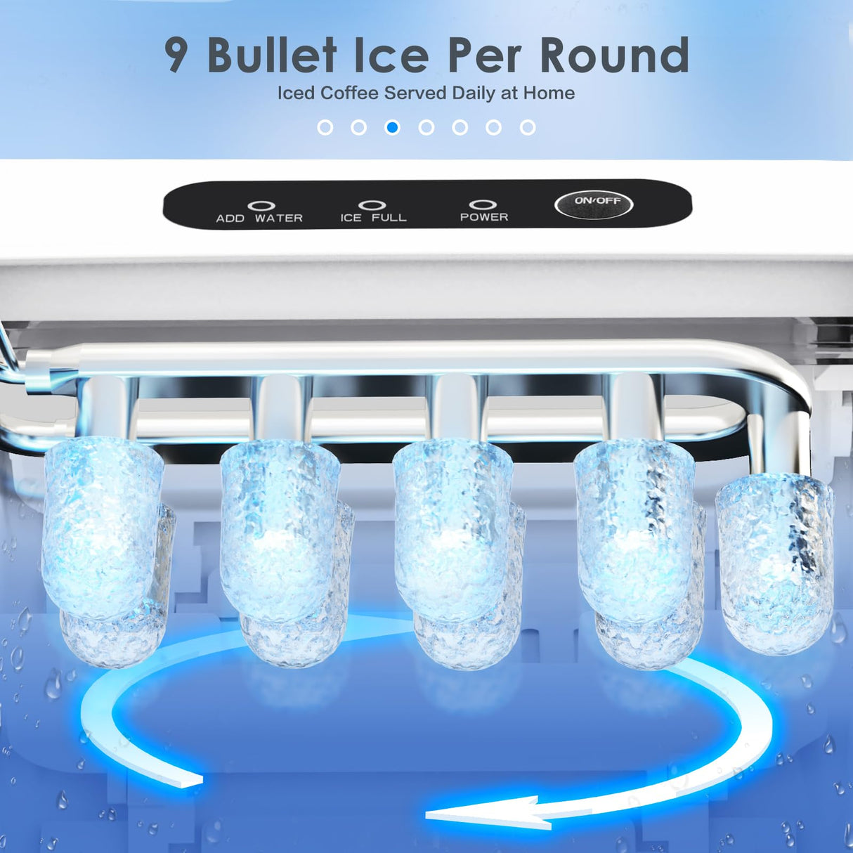 Antarctic-Star Countertop Ice Maker Machine 6-Minute Fast Bullet Ice Simple Handle Automatic Cleaning Suitable for Household Small Student Dormitory and Bar Party