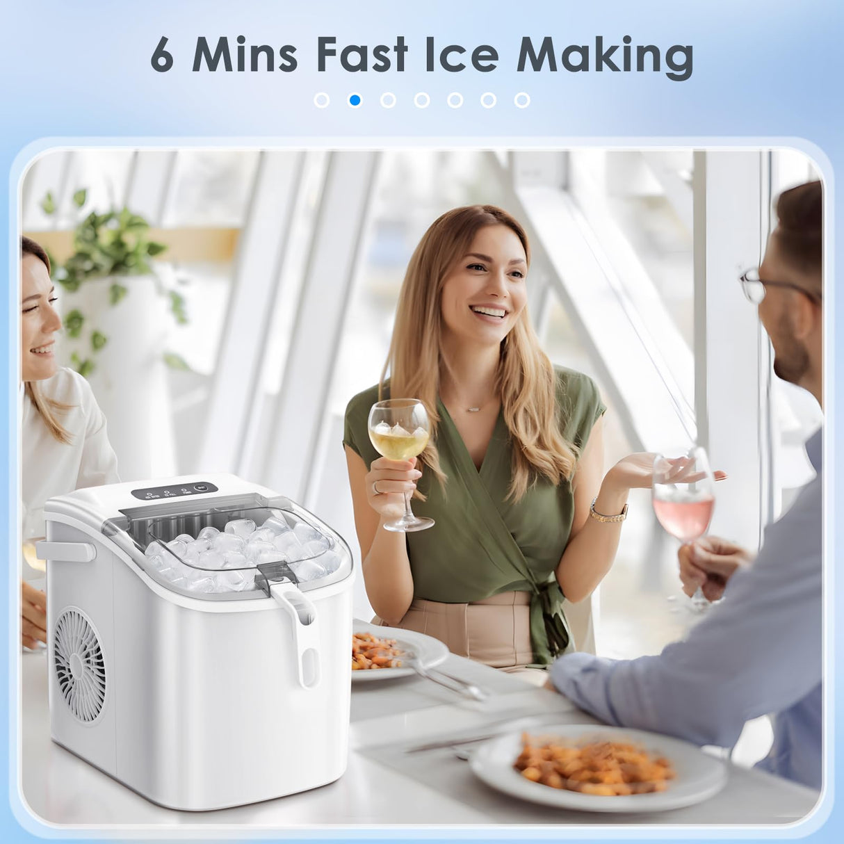 Antarctic-Star Countertop Ice Maker Machine 6-Minute Fast Bullet Ice Simple Handle Automatic Cleaning Suitable for Household Small Student Dormitory and Bar Party