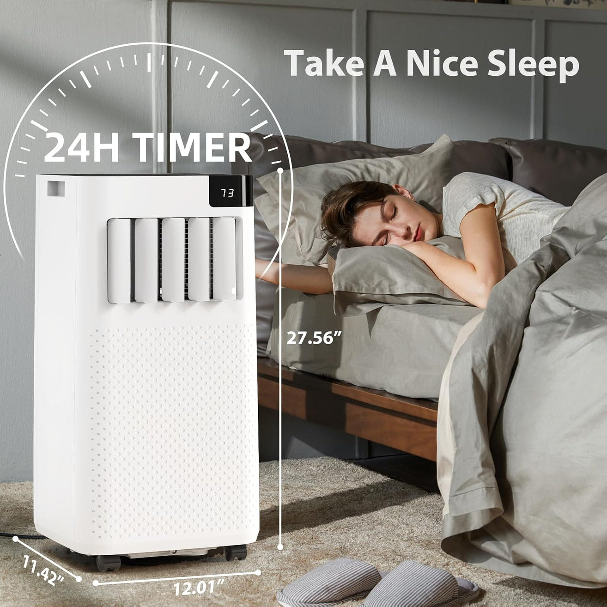 8,080 BTU Portable Air Conditioner, 3 in 1 Portable AC with Cool, Dry, Fan Modes - ANTARCTIC - STARAir Conditioner