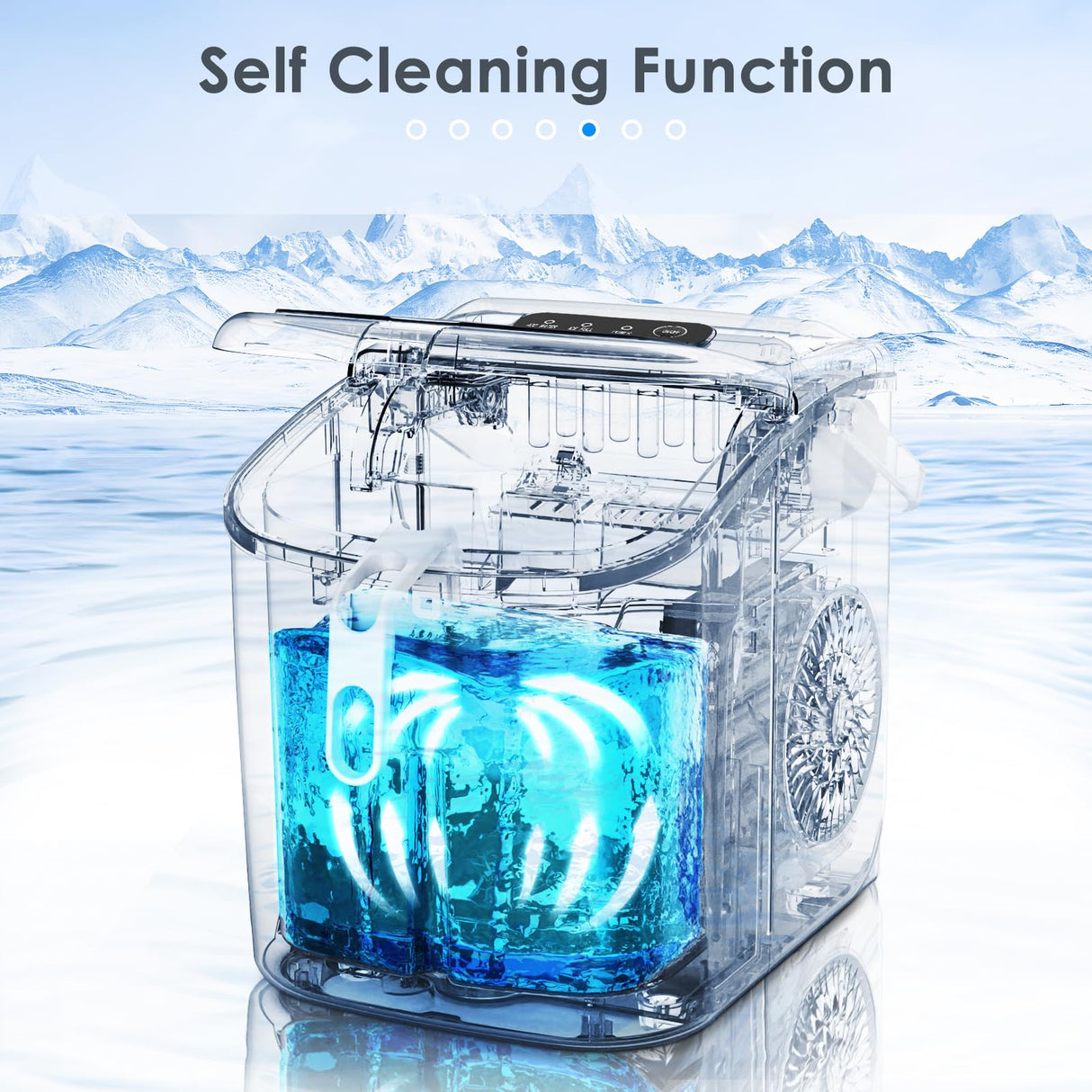 Antarctic-Star Countertop Ice Maker Machine 6-Minute Fast Bullet Ice Simple Handle Automatic Cleaning Suitable for Household Small Student Dormitory and Bar Party
