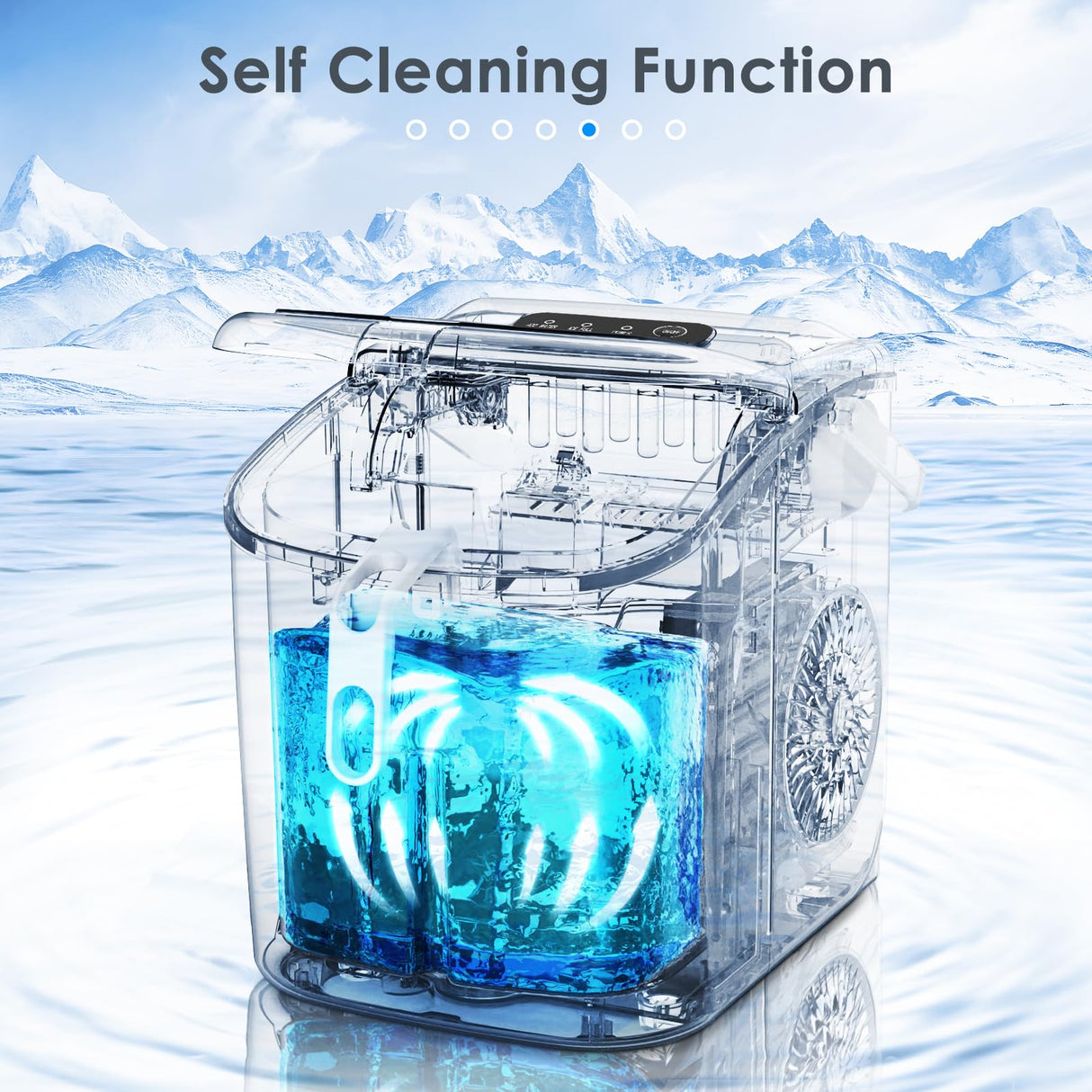 Antarctic-Star Countertop Ice Maker Machine 6-Minute Fast Bullet Ice Simple Handle Automatic Cleaning Suitable for Household Small Student Dormitory and Bar Party