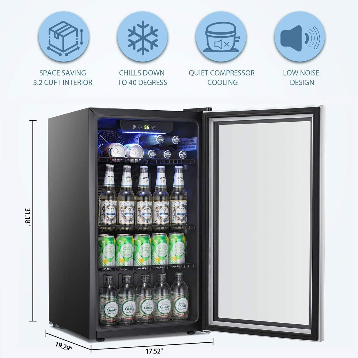 Antarctic Star Beverage Refrigerator Cooler 3.2cu.ft