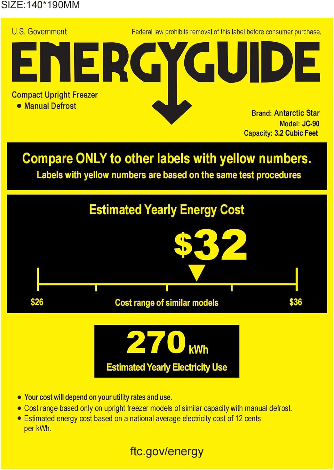 Antarctic Star Beverage Refrigerator Cooler 3.2cu.ft
