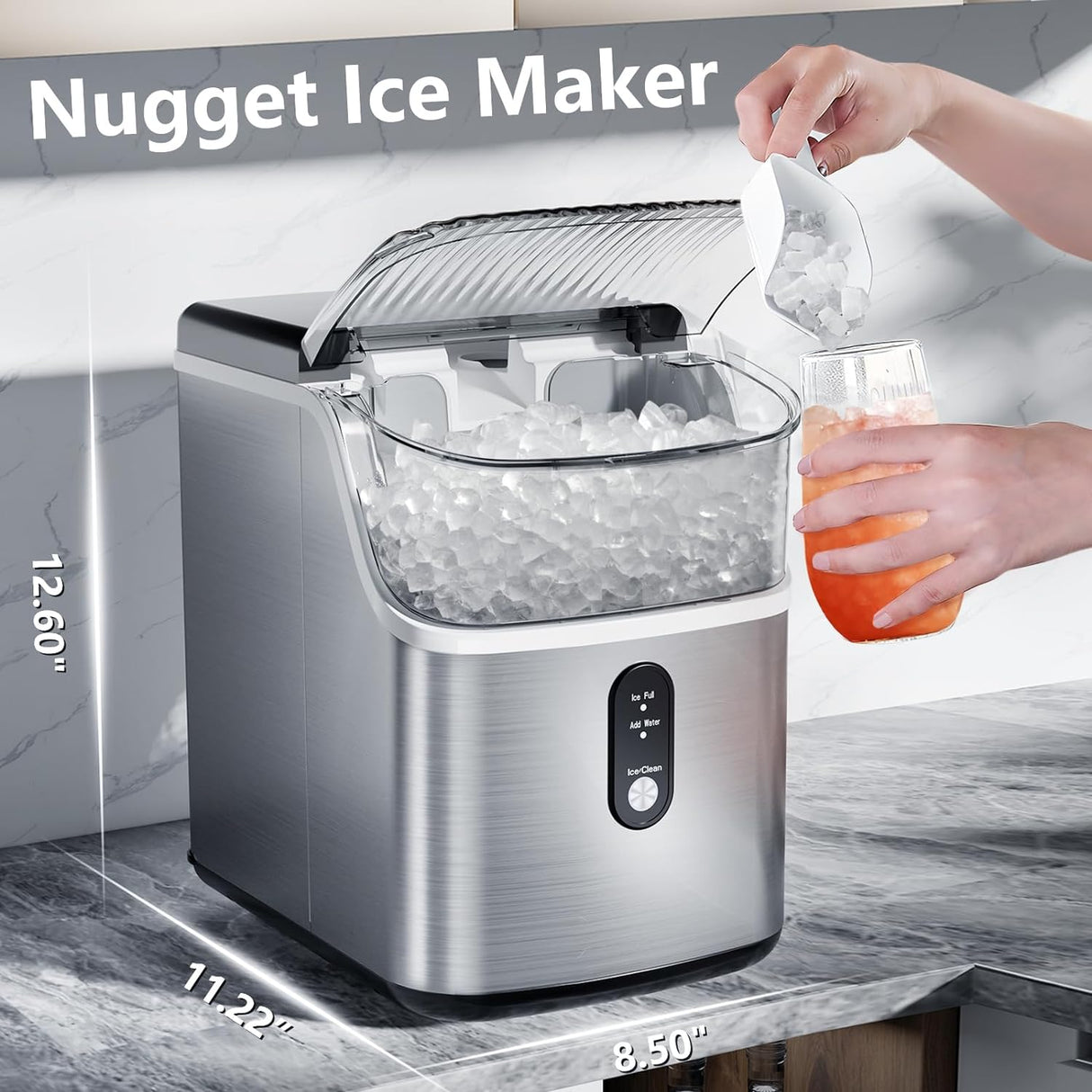 Antarctic Star Nugget Ice Maker with Soft Chewable Pellet Ice 34lbs/24H