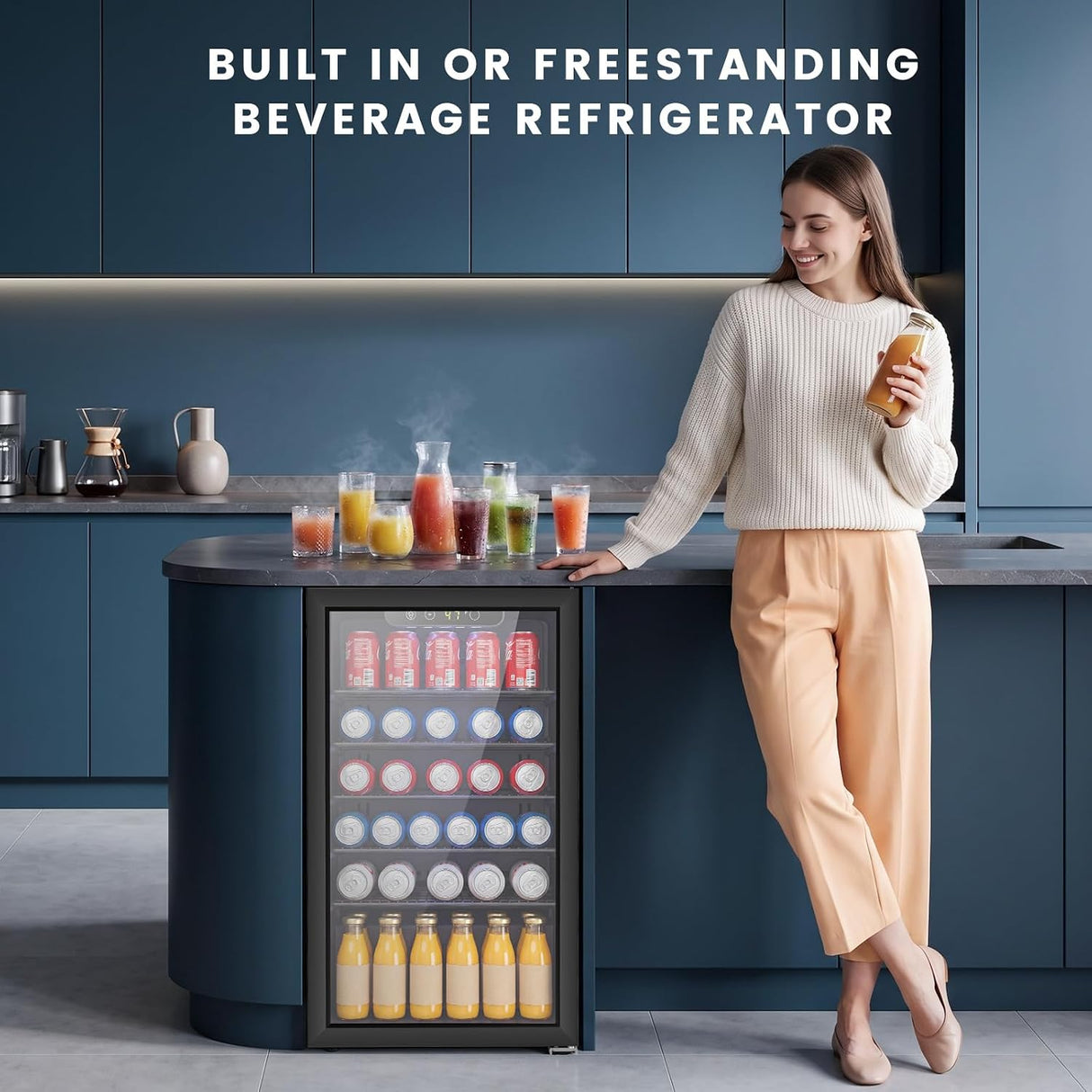 Antarctic Star 130 Can Mini Fridge, 3.1 Cu. Ft. Beverage Cooler with Adjustable Digital Thermostat - ANTARCTIC-STARBeverage Refrigerators