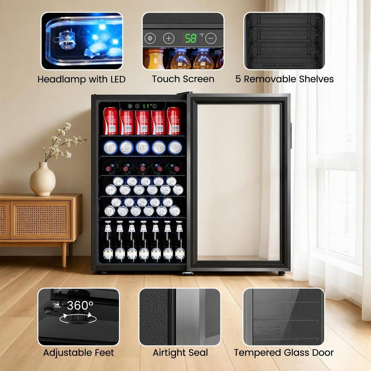 Antarctic Star 130 Can Mini Fridge, 3.1 Cu. Ft. Beverage Cooler with Adjustable Digital Thermostat - ANTARCTIC-STARBeverage Refrigerators