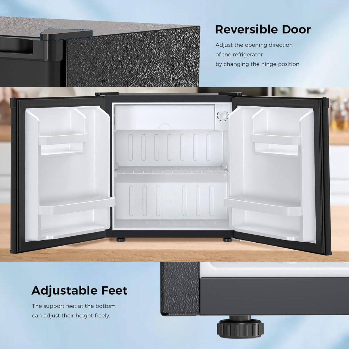 Antarctic Star 1.7Cu.Ft Compact Refrigerator Mini Fridge Glass Door Low Noise Freezer Storage of Beverages Vegetables Fruits, Black - ANTARCTIC - STARMini Fridge