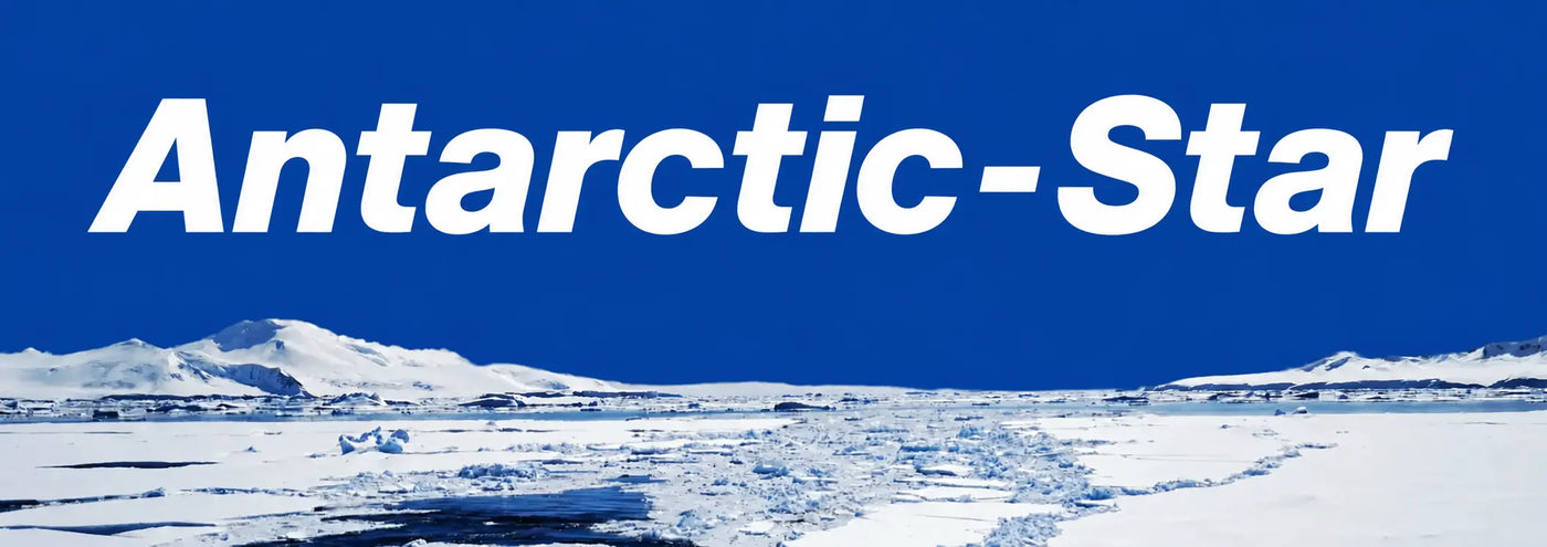 Antarctic-Star brand banner with Antarctic ice landscape