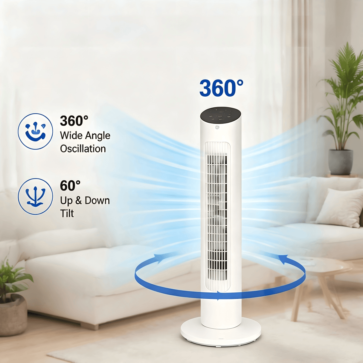 Antarctic Star Tower Fan 85°Oscillating - ANTARCTIC-STAR
