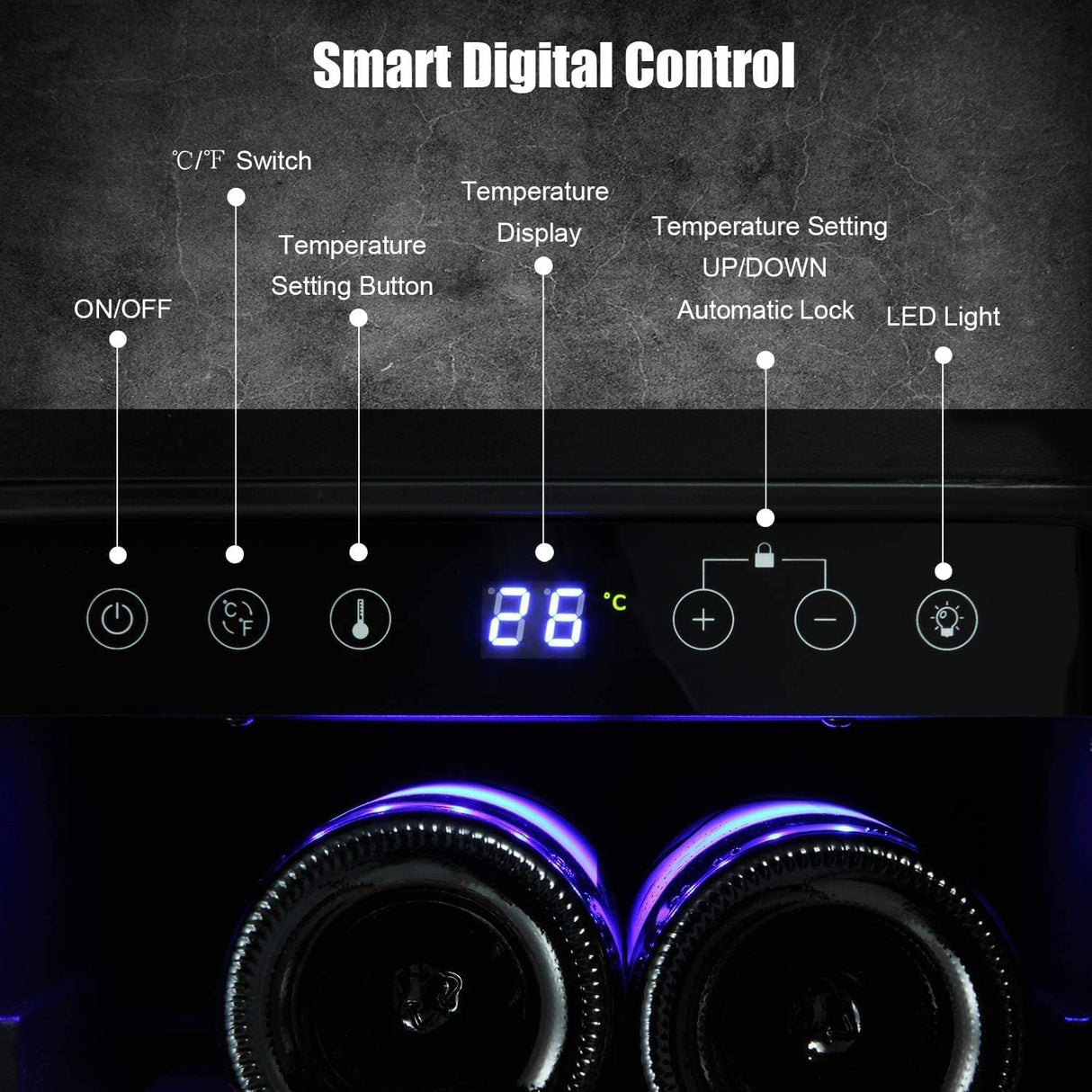 ChillEdge 46_Antarctic Star 24 Inch Beverage Refrigerator Buit-in Wine Cooler Clear Glass Door Digital Memory Temperature