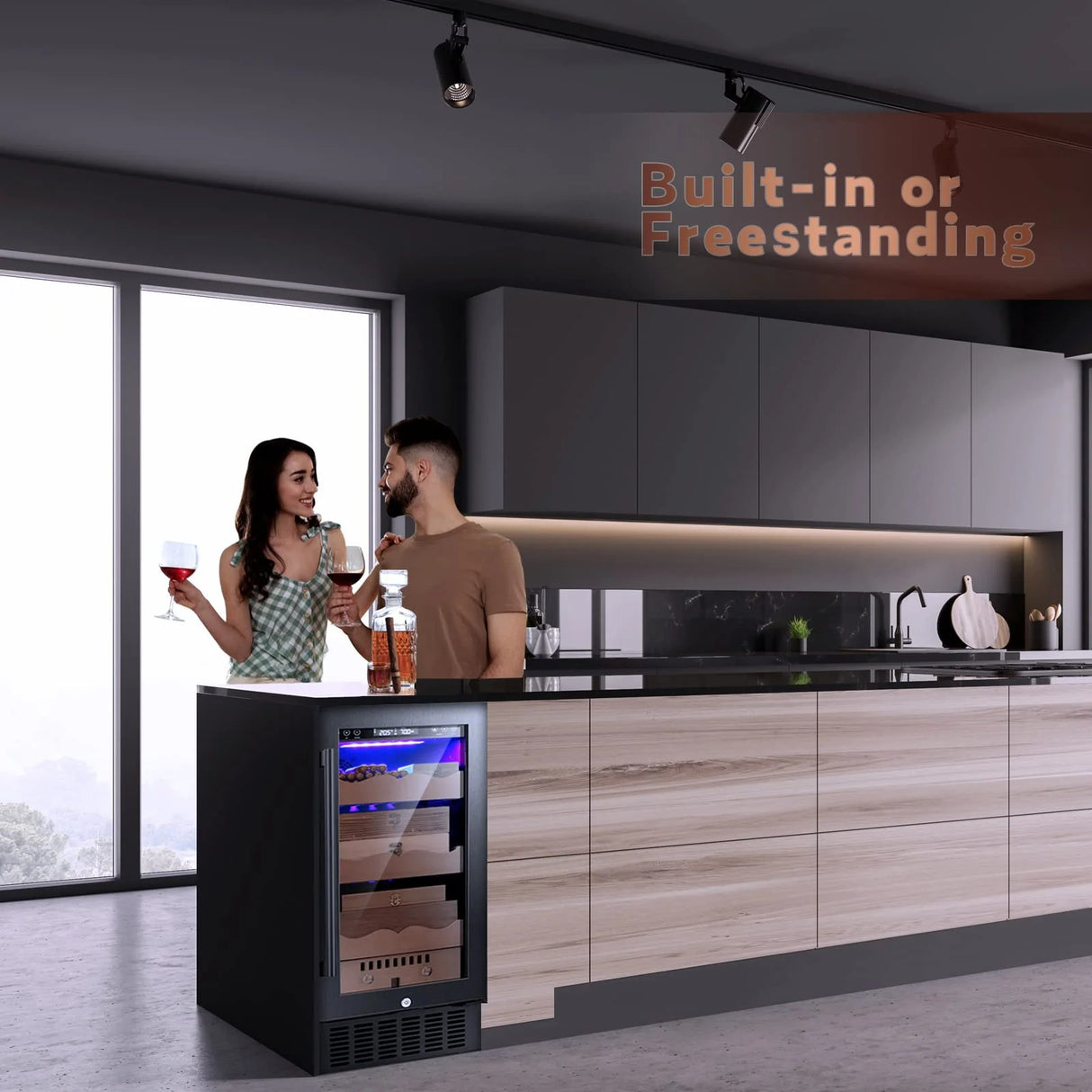 15 Inch Cigar Humidor Electric Humidor Black