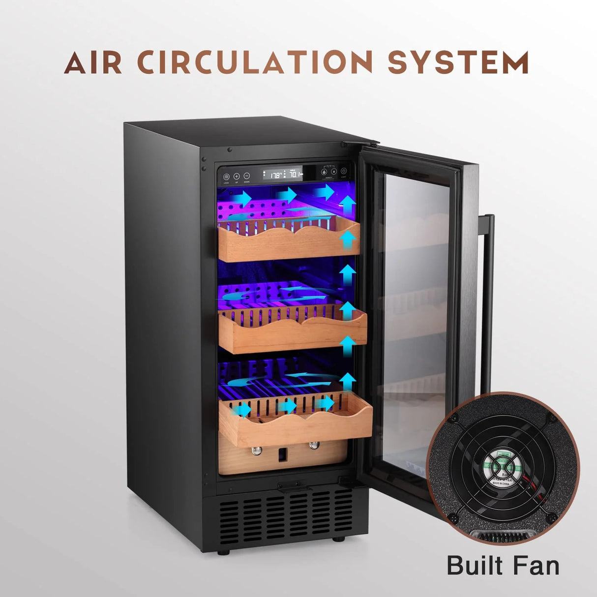 15 Inch Cigar Humidor Electric Humidor Black