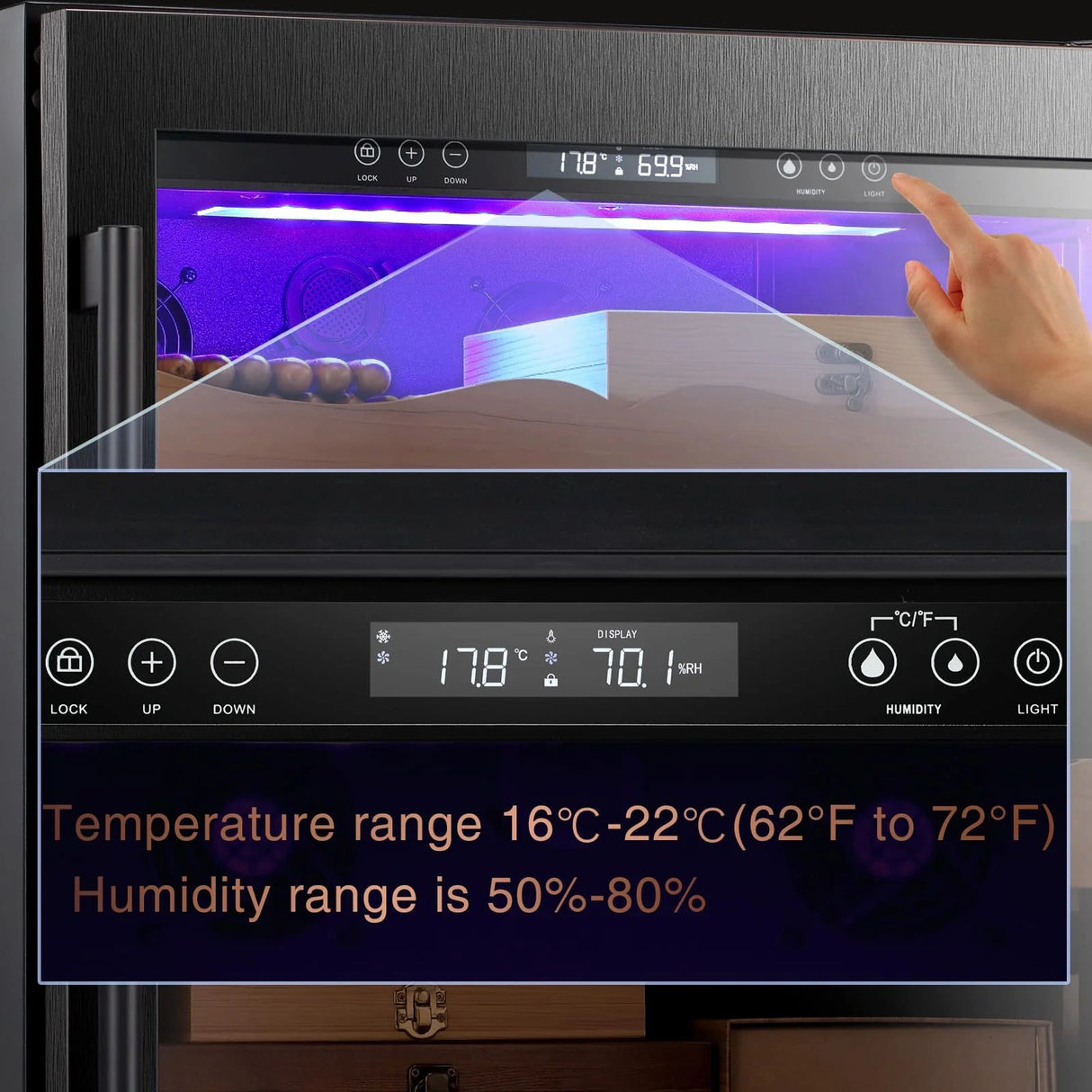 15 Inch Cigar Humidor Electric Humidor Black