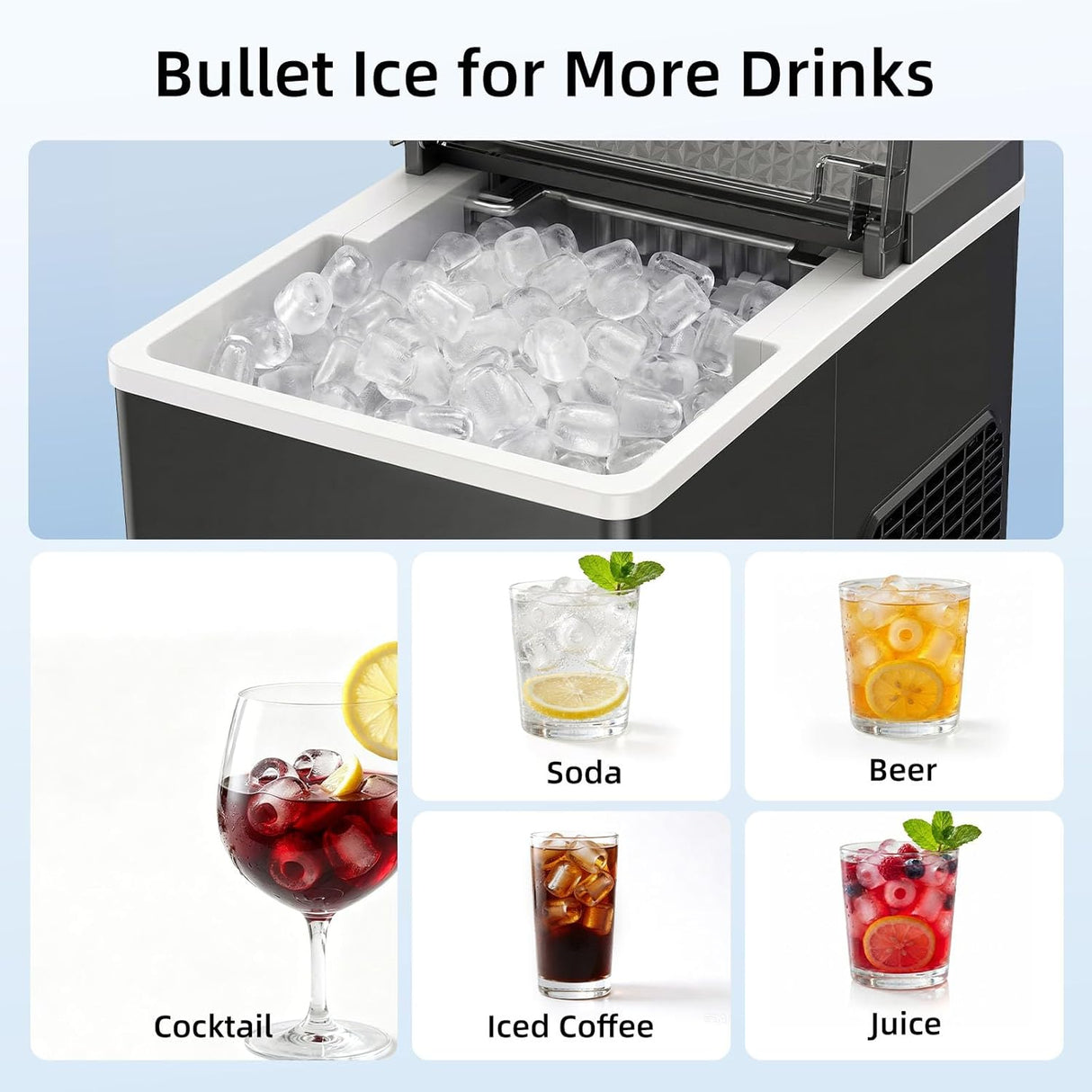 Countertop Bullet Ice Maker, 27Lbs/24H Ice Machine with Fast 6-13 Min Ice Making - ANTARCTIC-STARice maker