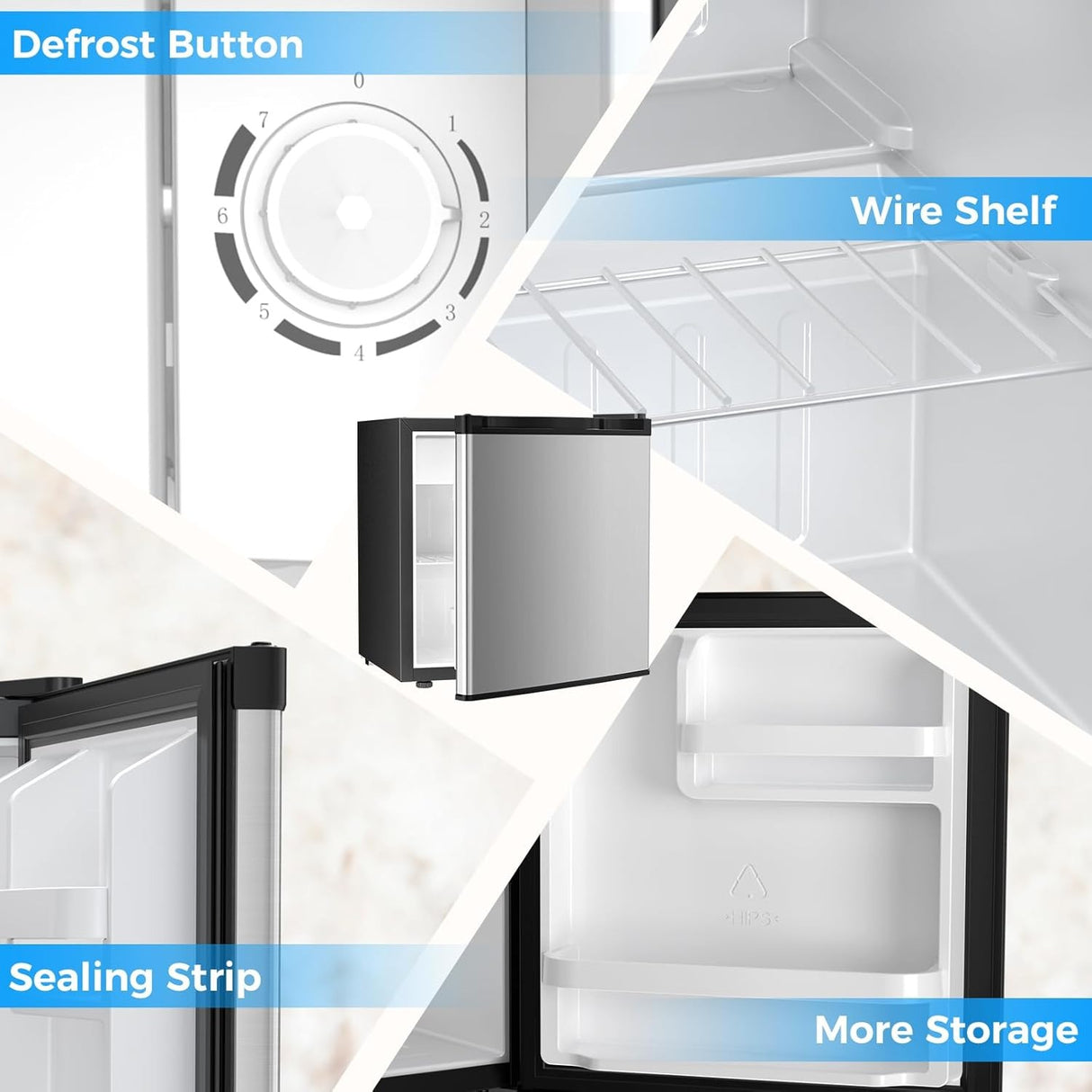 Antarctic Star Mini Fridge Compact Refrigerator with Freezer