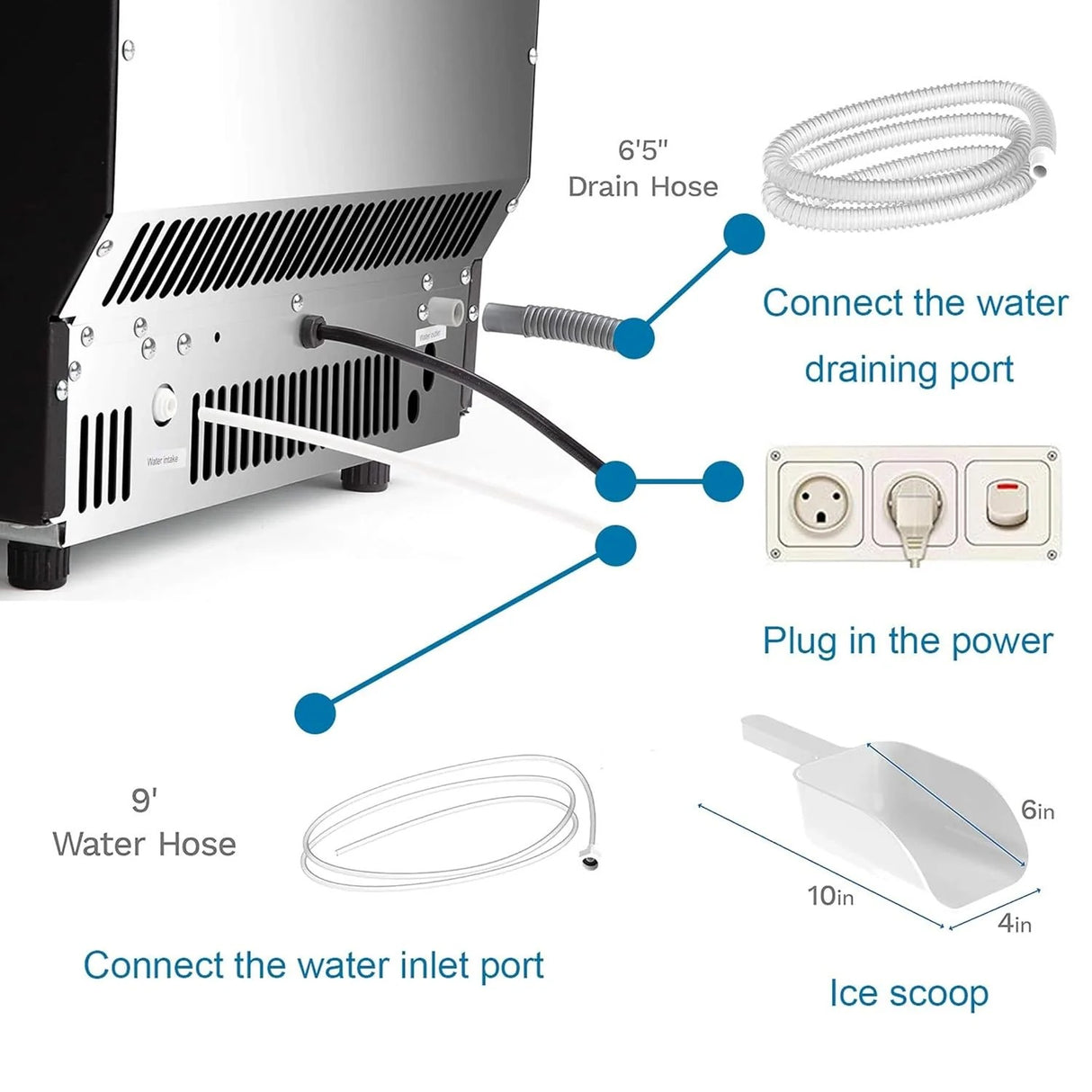 Antarctic-star Commercial Ice Maker Machine,100Lbs/Day,45 Cubes/Batch in 11-20 Mins,Stainless Steel Freestanding Ice Maker