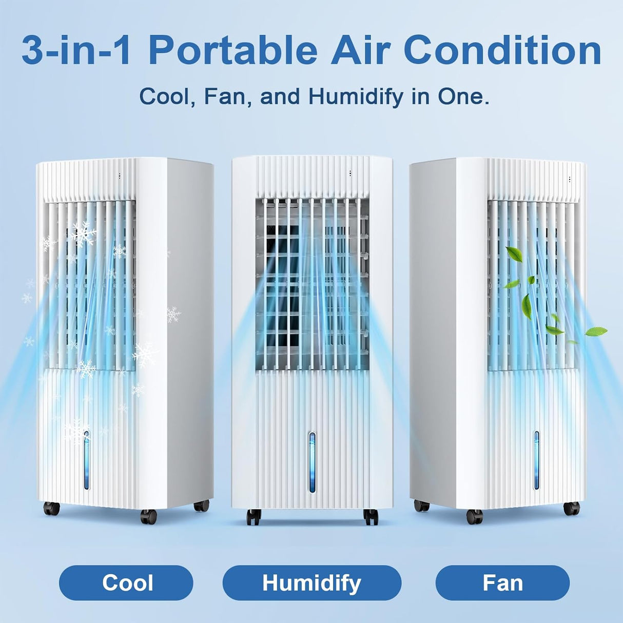 Portable Evaporative Air Cooler - Small Air Cooler with 3 Modes & 3 Speeds 63003EAR0 - ANTARCTIC-STARAir Conditioner