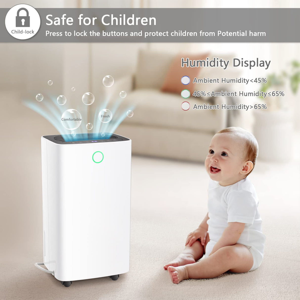 Antarctic-Star 24 Pint 269 sq. ft Portable Dehumidifier