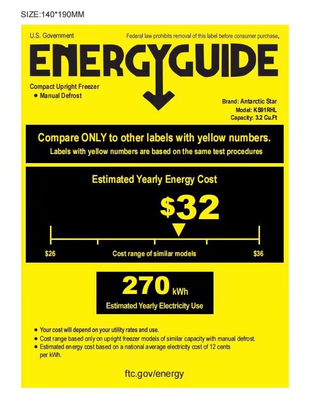 Antarctic Star 3.2Cubic Feet Mini Fridge Compact Refrigerator